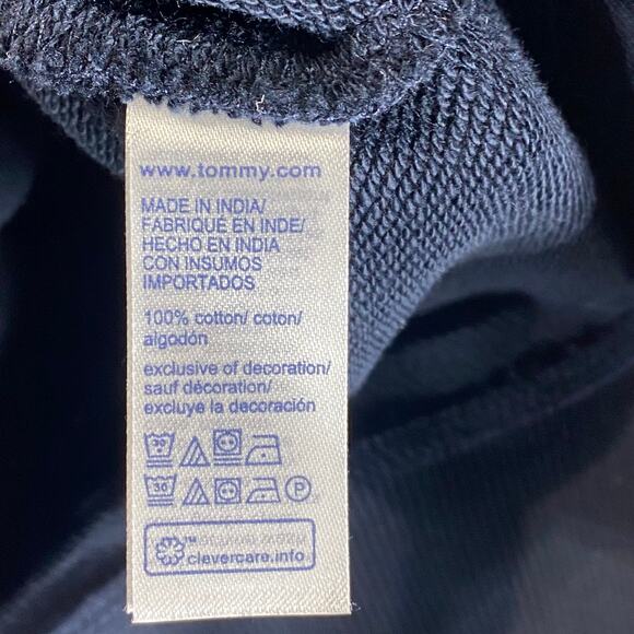 TOMMY HILFIGER Men's Navy Crewneck Slater Embroidered Logo Patch Sweatshirt SZ L - Picture 9 of 10